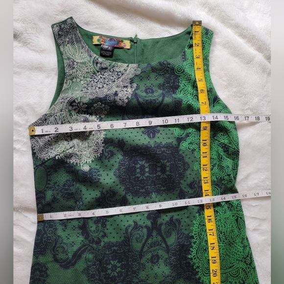 Desigual Fairycore Green Boho Paisley Sleeveless Scoopneck Midi Dress Whimsygoth - Picture 8 of 9